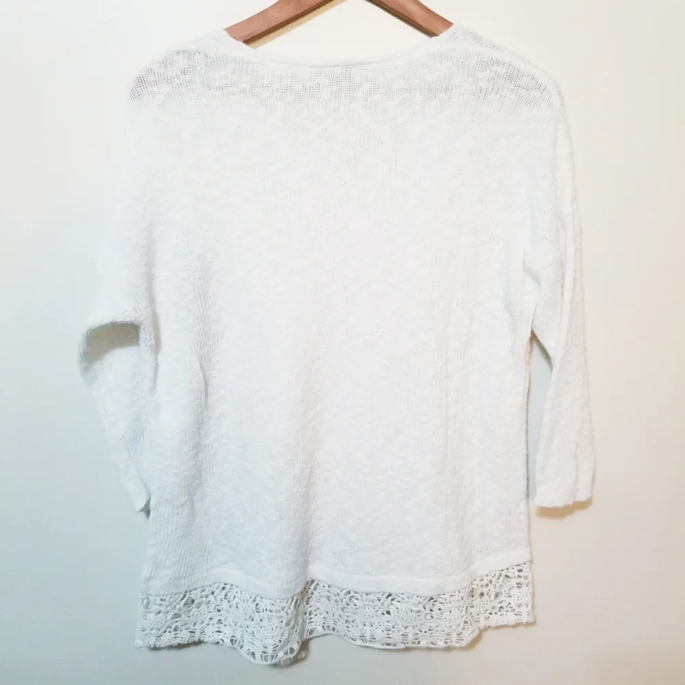 LOFT White Crew Neck Sweater Soft Knit Essential - Picture 4 of 6